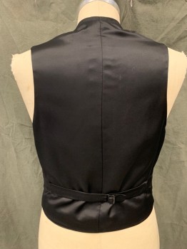 MTO / COSPROP, Black, Wool, Solid, Single Breasted, 4 Buttons, Lapel, 2 Pockets, Satin Back with Self Back Belt,