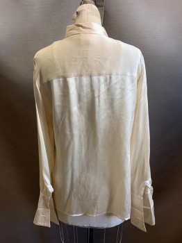 CLIFFORD & WILLIS, Cream, Silk, Solid, C.A., Button Front, L/S, French Cuffs, *Red Stains, See Pics*