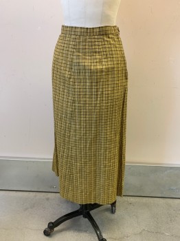 MTO, Yellow, Black, Gold, Silver, Synthetic, Plaid, Hem Below Knee, Zip Side, Button Side