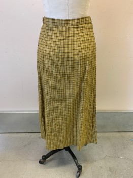 MTO, Yellow, Black, Gold, Silver, Synthetic, Plaid, Hem Below Knee, Zip Side, Button Side