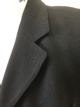 HUGO BOSS, Black, Wool, Cashmere, Solid, Single Breasted, Notched Lapel, 3 Buttons,  3 Pockets, Black Lining