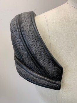 N/L, Gray, Black, Rubber, Color Blocking, SHOULDER GUARDS, *Aged/Distressed*, Velcro Stitched on Inside