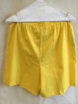 TAKE 1, Yellow, Polyester, Cotton, Solid, 1" Elastic Waistband, with  Belt Hoops, Short Belt with  2 D-ring Gold Buckle Front Center,