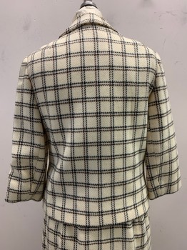 NL, Beige, Black, Brown, Wool, Plaid, Collar Attached, Single Breasted, Button Front, 2 Pockets, 4 Flap Pockets
