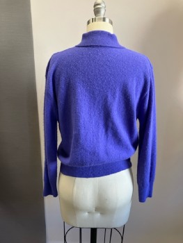 DEVON, Purple, Pull On, 3 Button Polo, L/S, Rib Knit Trims, Wool