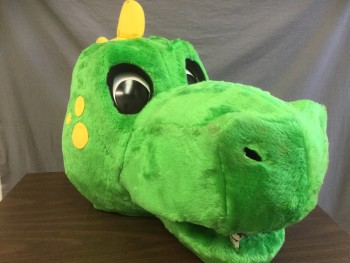 NO LABEL, Green, Faux Fur, Dragon, HEAD Yellow Dots & Spikes, Package Includes, Body, Wings, Gloves And Booties, 5'11" Maximum Height