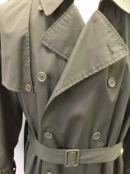 MOORE'S, Olive Green, Poly/Cotton, Solid, Double Breasted, Collar Attached, Epaulettes at Shoulders, 2 Pockets, Olive Nylon Lining, **With Matching Belt **MISSING Liner