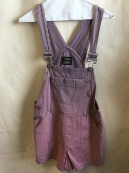 SQUEEZE, Pink, Cotton, Solid, Overall Shorts, Gray Over Dye,