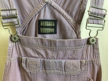 SQUEEZE, Pink, Cotton, Solid, Overall Shorts, Gray Over Dye,