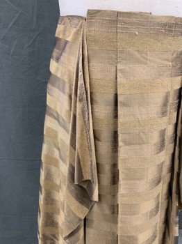 MTO, Gold, Silk, Stripes - Horizontal , Egyptian, Self Striped Silk, Wrap Skirt, Pleated with Draped Panels Stitched Down Front, Velcro and Hook & Eye Closure