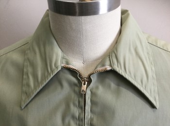 MCGREGOR DRIZZLER, Sage Green, Nylon, Solid, Zip Front, Collar Attached, 2 Pockets,