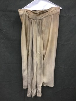 MTO, Tan Brown, Cotton, Solid, Egyptian Skirt, Velcro Tab Front Closure, 2" Waistband, Pleated Front Panel Raw Hem, Aged/Distressed