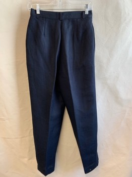 DAVID N. PETITES, Navy Blue, Polyester, Solid, Double Pleats, Zip Front, Belt Loops, Fully Lined, Tapered Leg, 2 Pockets