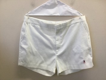 JOHN GARDINER'S, White, Poly/Cotton, Solid, Mens 70's Tennis Shorts. Zip Fly, 3 Pockets,