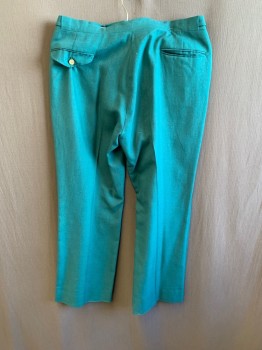BERLE, Teal Green, Cotton, Side Pockets, Zip Front, Pleated Front, 2 Back Pockets