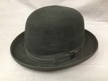 GOLDEN GATE CO, Black, Wool, Solid, Soft Wool Bowler. Grosgrain Trim and Hat Band