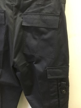 N/L, Navy Blue, Polyester, Cotton, Solid, Cargo Pockets, Twill Weave,  