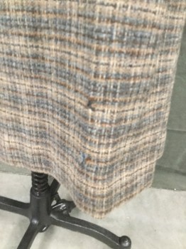 GLADDING'S, Brown, Blue-Gray, Lt Brown, Wool, Tweed, Stripes, 1" Waistband, Side Zip, Below Knee, Slight A-line *couple Moth Holes Front and Back