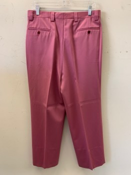 VALENTINO, Pink, Wool, Pin Dot, Pleated, Side Pockets, Zip Front, Belt Loops