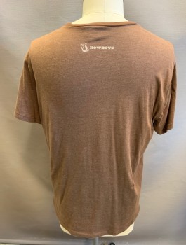 KOWBOYS, Brown, Poly/Cotton, Logo , "76" (Navy with Orange Numbers in Circle) at CF, S/S, Crew Neck