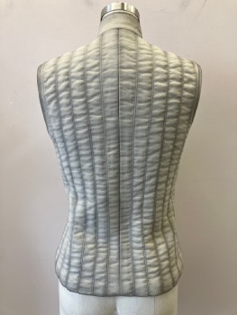 NO LABEL, Pewter Gray, Cotton, Band Collar, Vertical Linear Quilt, Clip Front, Made To Order, Multiples