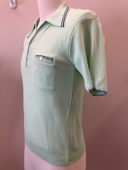KINGSPORT, Lt Green, Solid, C.A., S/S, 2 Button Placket, 1 Pocket