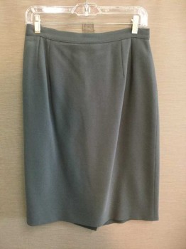 Giorgio Armani, Gray, Wool, Solid, Hem Above Knee, Back Zipper and Button, Back Center Slit,