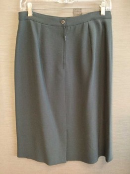 Giorgio Armani, Gray, Wool, Solid, Hem Above Knee, Back Zipper and Button, Back Center Slit,