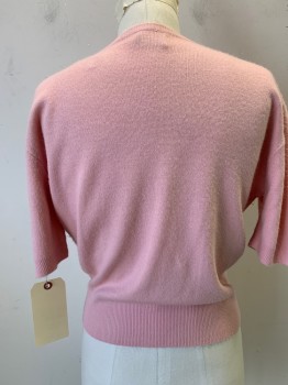 SELECT, Pink, Orlon Acrylic, Solid, Crew Neck, Pullover, Short Sleeves,