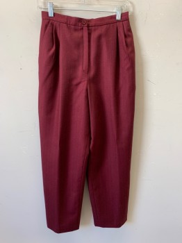EMANUEL UNGARO, Red Burgundy, Navy Blue, Wool, Stripes - Pin, High Waist, Double Pleats, 2 Slant Pockets