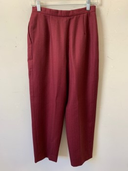 EMANUEL UNGARO, Red Burgundy, Navy Blue, Wool, Stripes - Pin, High Waist, Double Pleats, 2 Slant Pockets