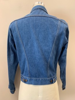 WRANGLER, Denim Blue, Cotton, Solid, L/S, B.F., Collar Attached, Chest And Slant Pockets