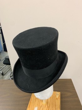 SCALA, Black, Wool, Solid, "Mad Hatter" , 1.5" Black Gross Grain Ribbon Hat Band