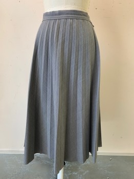 Ruth Le Cover, Gray, Charcoal Gray, Wool, 2 Color Weave, Pleated, Under Knee Length Side Zipper,