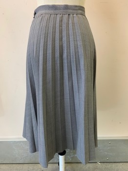 Ruth Le Cover, Gray, Charcoal Gray, Wool, 2 Color Weave, Pleated, Under Knee Length Side Zipper,