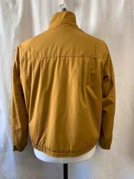 OAK BROOK, Tan Brown, Poly/Cotton, Solid, Stand Collar with Tab & Buttons, Zip Front, Long Sleeves, 2 Pockets, Sherpa Lining *Small Blue & Brown Stain