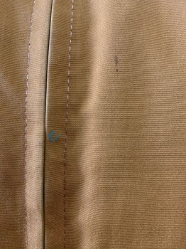 OAK BROOK, Tan Brown, Poly/Cotton, Solid, Stand Collar with Tab & Buttons, Zip Front, Long Sleeves, 2 Pockets, Sherpa Lining *Small Blue & Brown Stain