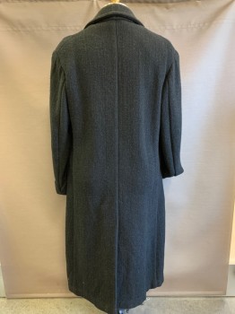 NO LABEL, Faded Black, Wool, Solid, Overcoat, 6 Buttons, Double Breasted, Notched Lapel, Top Pockets,