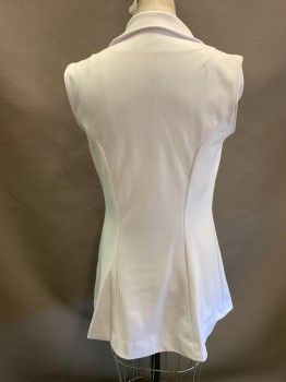 MTO, White, Polyester, Solid, Tennis Dress, Sleeveless, Button Front, Wide Novelty Collar, Short