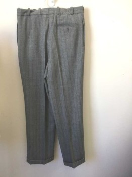 MARK COSTELLO, Blue-Gray, Rust Orange, Wool, Stripes - Pin, Flat Front, Tab Waist, Button Fly, Wide Leg, 3 Pockets, Made To Order Reproduction, Currently No Cuffs