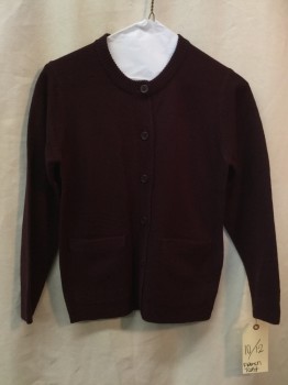 FRENCH TOAST, Red Burgundy, Acrylic, Solid, Burgundy, Button Front, 2 Pockets,