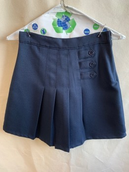 FRENCH TOAST, Navy Blue, Polyester, Solid, Skorts, Fc0769381.5" Waist Band, Top Stitches Pleats with 3 Short Straps with 3 Buttons, Side Zip