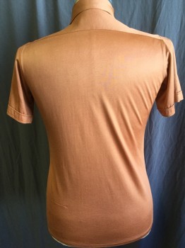 FOX 991, Rust Orange, Polyester, Solid, Collar Attached, Button Front, 2 Pockets with Flap, Short Sleeves, Late 70'S Early 1980'S