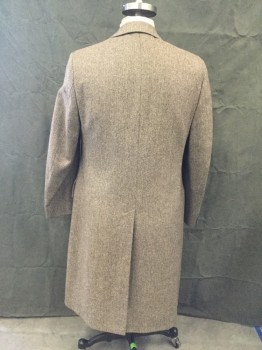 YOUNG MENS SHOP, Dk Brown, Cream, Wool, Herringbone, Single Breasted, Collar Attached, Notched Lapel, 2 Flap Pockets, Long Sleeves