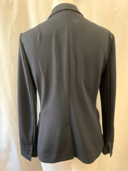 BANAN REPUBLIC, Black, Polyester, Rayon, Notched Lapel, Single Breasted, Button Front, 1 Button, 2 Pockets