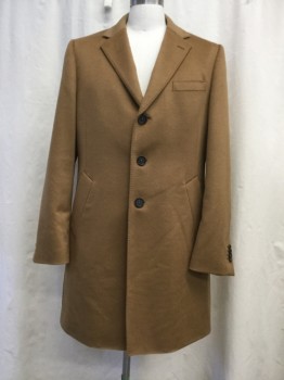 HAVES & CURTIS, Camel Brown, Wool, Solid, Notched Lapel, 3 Button Front, 3 Pockets Back Vent, Fully Lined