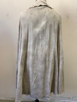 N/L, Gray, Cotton, Mottled, Solid, Very Aged Overdyed Canvas, Raw Frayed Edges Throughout, Collar Attached, Self Ties at Neck, Ankle Length, No Lining, Made To Order