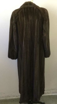 ANNE KLEIN, Brown, Fur, Solid, Excellent Condition Mink, No Closures, Shawl Collar, 2 Pockets, Full Length