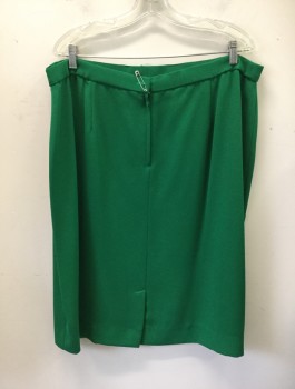 BEN MARC INT., Green, Polyester, Beaded, Solid, Skirt, Back Zip, Back Slit, Beaded Detail on Waist, Below Knee Length