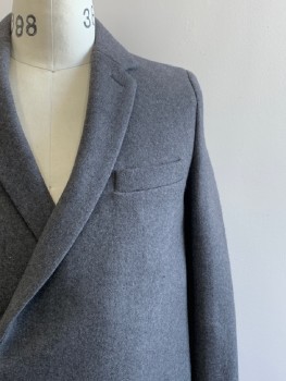 THE RERACS, Dk Gray, Wool, Solid, L/S, Single Buttons, C.A., Notched Lapel, Chest And Side Pockets